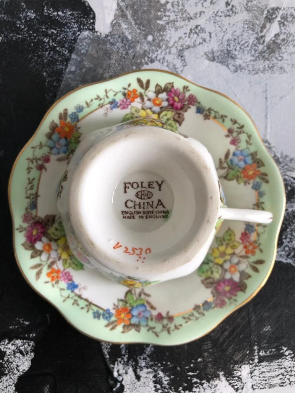 Foley China Vintage Floral Teacup and Saucer